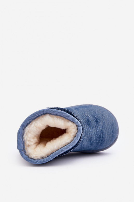 Bērnu sniega zābaki Zābaki ar spīdumu zilā krāsā Suline Bērnu sniega zābaki Zābaki ar spīdumu zilā krāsā Suline