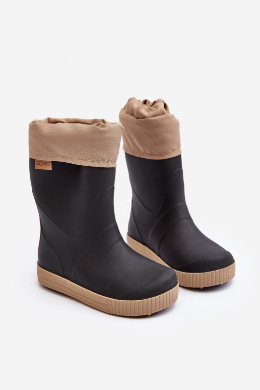 Bērnu gumijas zābaki ar apsildi Snow Wave Gokids 981 Melni un bēši