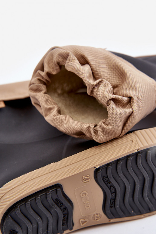 Bērnu gumijas zābaki ar apsildi Snow Wave Gokids 981 Melni un bēši