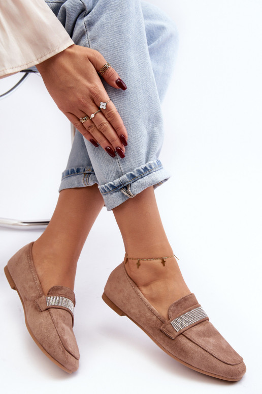 Mokasīni ar mirdzošām cilpiņām brūnā krāsā Ralrika