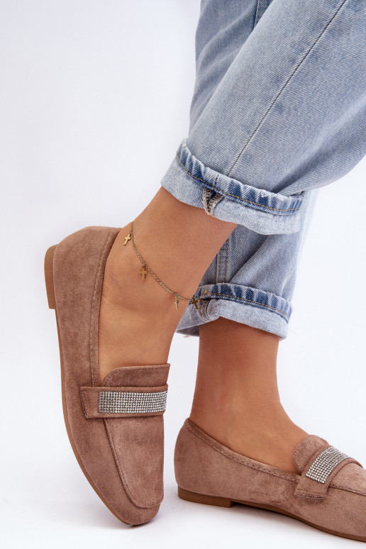 Mokasīni ar mirdzošām cilpiņām brūnā krāsā Ralrika