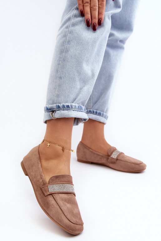 Mokasīni ar mirdzošām cilpiņām brūnā krāsā Ralrika