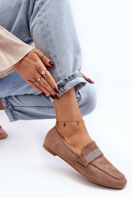 Mokasīni ar mirdzošām cilpiņām brūnā krāsā Ralrika