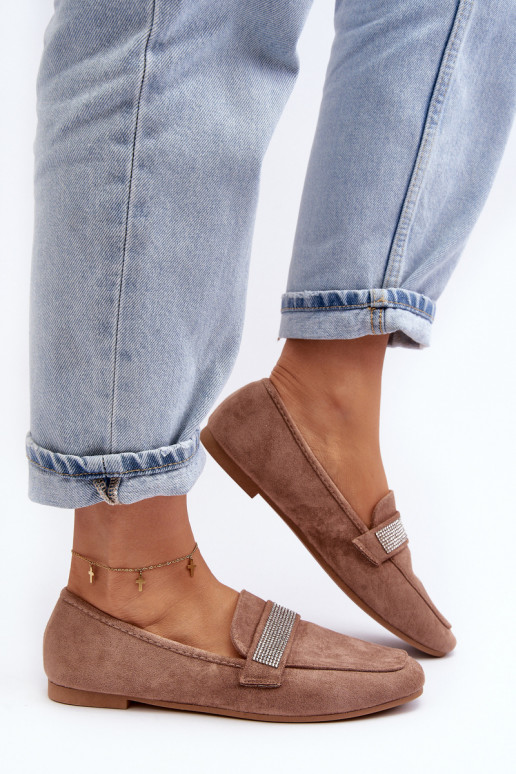 Mokasīni ar mirdzošām cilpiņām brūnā krāsā Ralrika