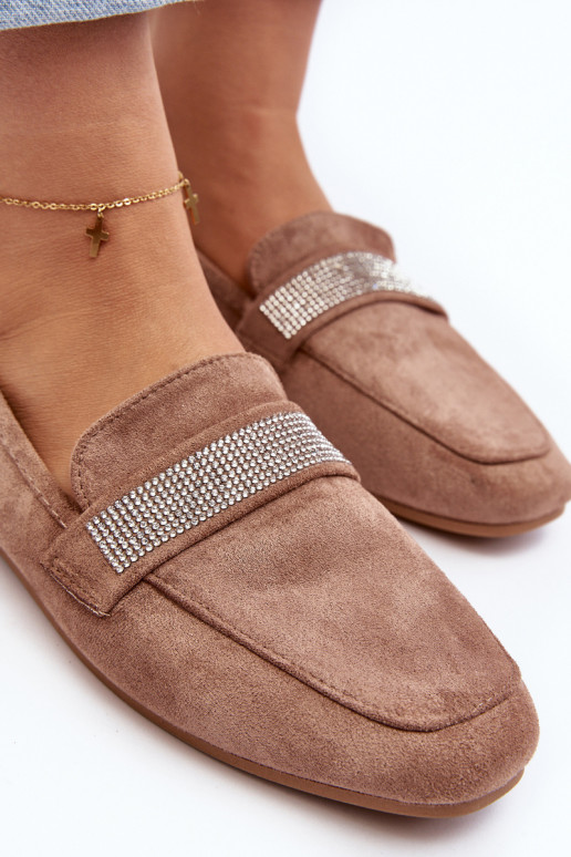 Mokasīni ar mirdzošām cilpiņām brūnā krāsā Ralrika