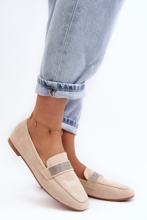 Mokasīni ar mirdzošām cilpiņām smilškrāsas Ralrika