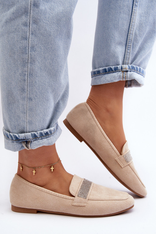 Mokasīni ar mirdzošām cilpiņām smilškrāsas Ralrika