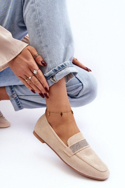 Mokasīni ar mirdzošām cilpiņām smilškrāsas Ralrika