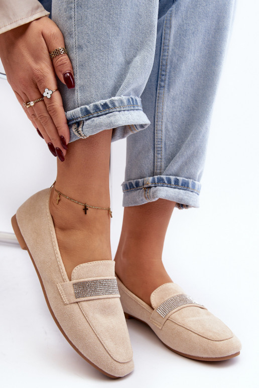 Mokasīni ar mirdzošām cilpiņām smilškrāsas Ralrika