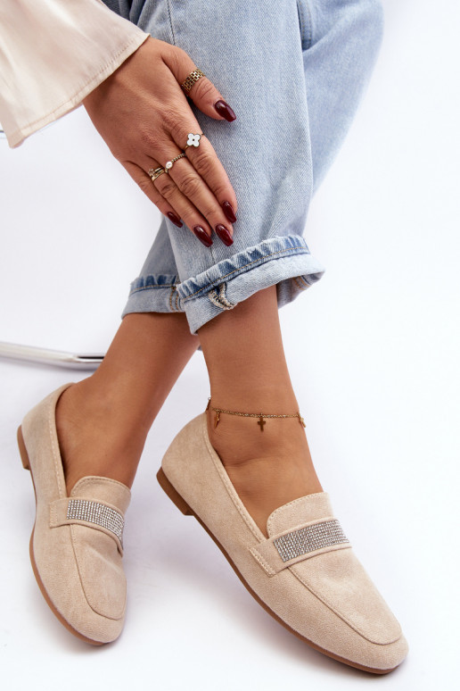 Mokasīni ar mirdzošām cilpiņām smilškrāsas Ralrika