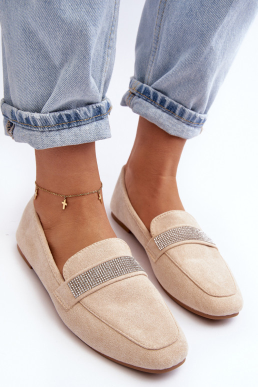 Mokasīni ar mirdzošām cilpiņām smilškrāsas Ralrika