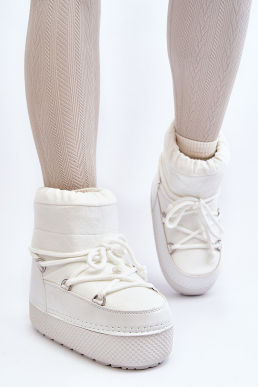 sniega apavi ar stilīgām detaļām baltas krāsas Toolsa sniega apavi ar stilīgām detaļām baltas krāsas Toolsa