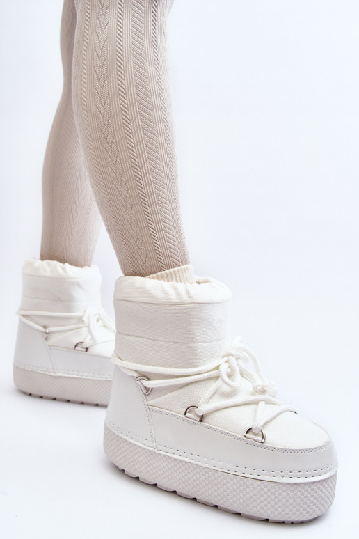 sniega apavi ar stilīgām detaļām baltas krāsas Toolsa sniega apavi ar stilīgām detaļām baltas krāsas Toolsa