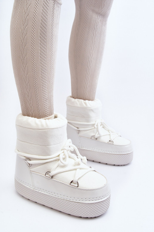 sniega apavi ar stilīgām detaļām baltas krāsas Toolsa sniega apavi ar stilīgām detaļām baltas krāsas Toolsa