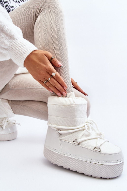 sniega apavi ar stilīgām detaļām baltas krāsas Toolsa sniega apavi ar stilīgām detaļām baltas krāsas Toolsa