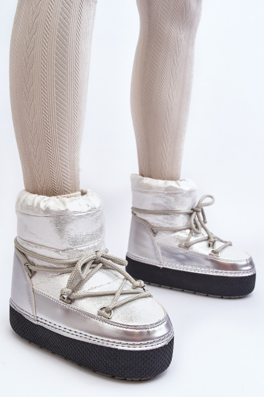 sniega apavi ar stilīgām detaļām Sudraba krāsas Toolsa sniega apavi ar stilīgām detaļām Sudraba krāsas Toolsa