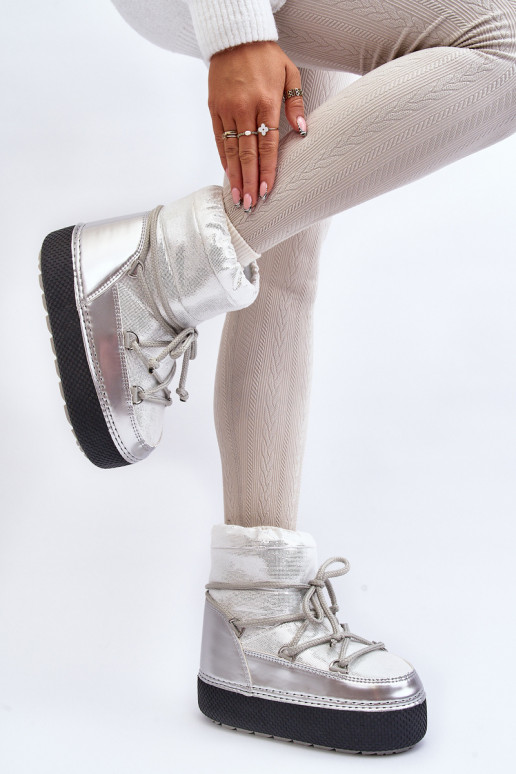 sniega apavi ar stilīgām detaļām Sudraba krāsas Toolsa sniega apavi ar stilīgām detaļām Sudraba krāsas Toolsa