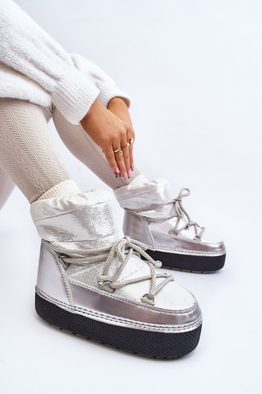 sniega apavi ar stilīgām detaļām Sudraba krāsas Toolsa sniega apavi ar stilīgām detaļām Sudraba krāsas Toolsa