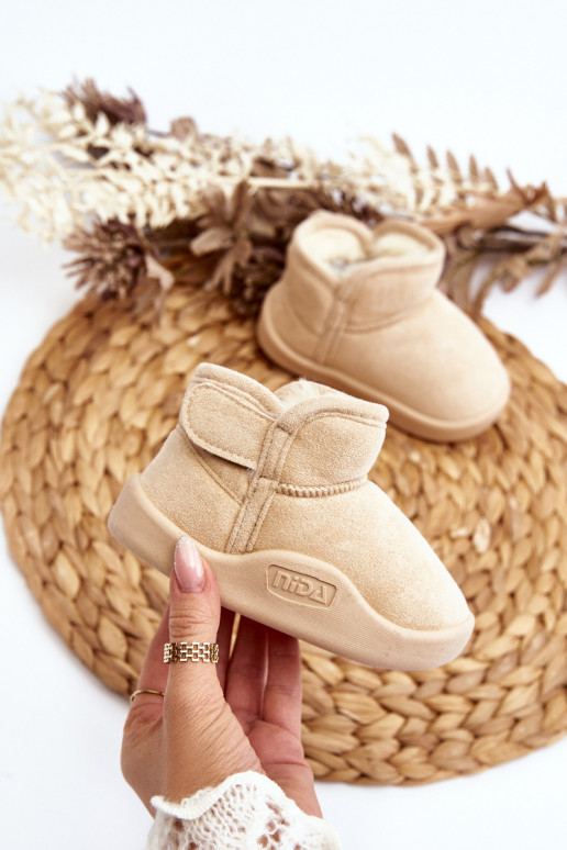 sniega apavi Bērnu apavi siltināti ar kažokādu smilšu krāsas Benigna sniega apavi Bērnu apavi siltināti ar kažokādu smilšu krāsas Benigna