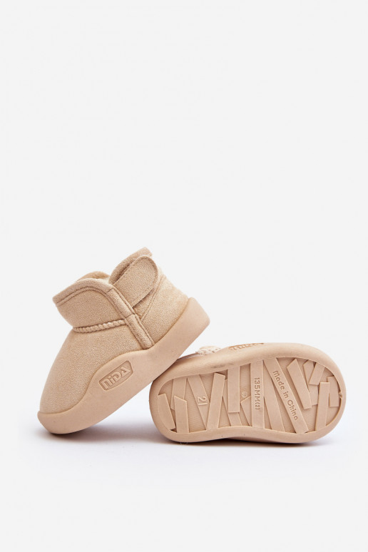 sniega apavi Bērnu apavi siltināti ar kažokādu smilšu krāsas Benigna sniega apavi Bērnu apavi siltināti ar kažokādu smilšu krāsas Benigna