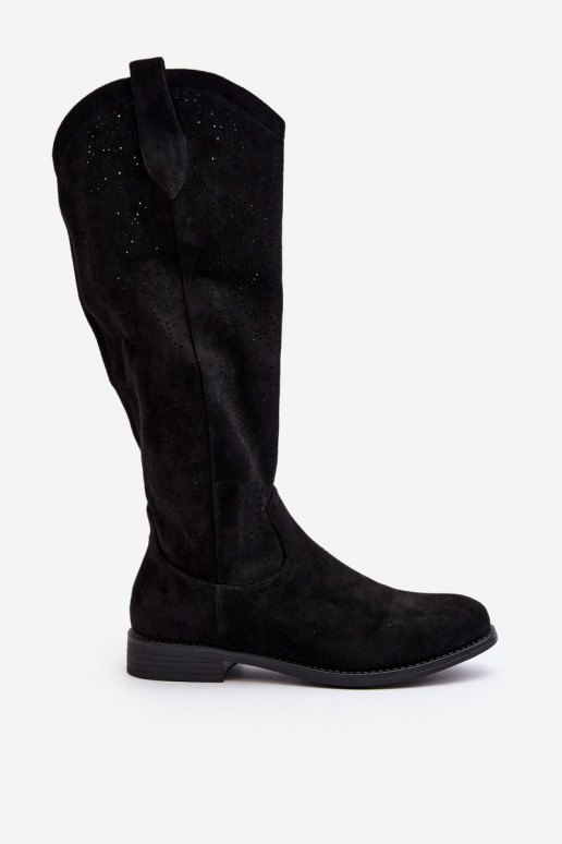 S.Barski HY66-132 sieviešu garie zābaki melnas krāsas S.Barski HY66-132 sieviešu garie zābaki melnas krāsas