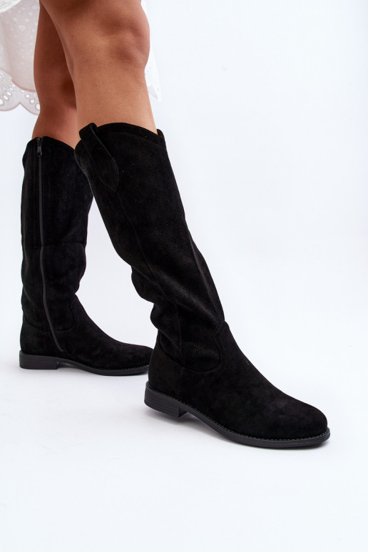 S.Barski HY66-132 sieviešu garie zābaki melnas krāsas S.Barski HY66-132 sieviešu garie zābaki melnas krāsas