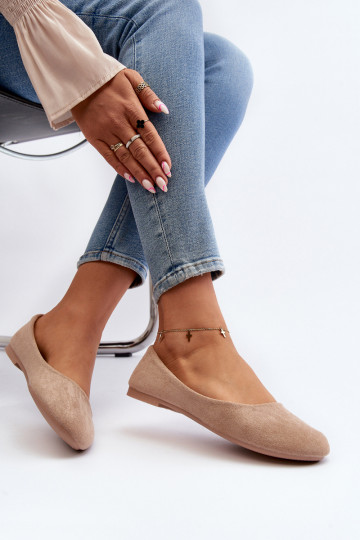 Balerīnas zamšādas smilšu krāsas Lasota