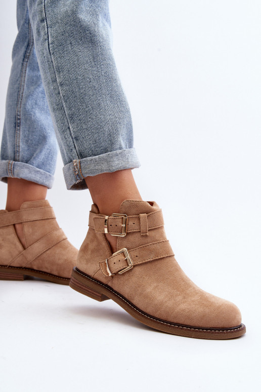 Sieviešu puszābaki ar platiem papēžiem Ar svītrām smilšu krāsas Melviana