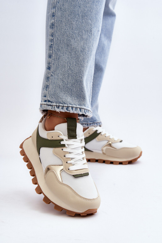 Sneakers modeļa apavi sporta apavi smilšu krāsas-Zaļas krāsas Ralita Sneakers modeļa apavi sporta apavi smilšu krāsas-Zaļas krāsas Ralita