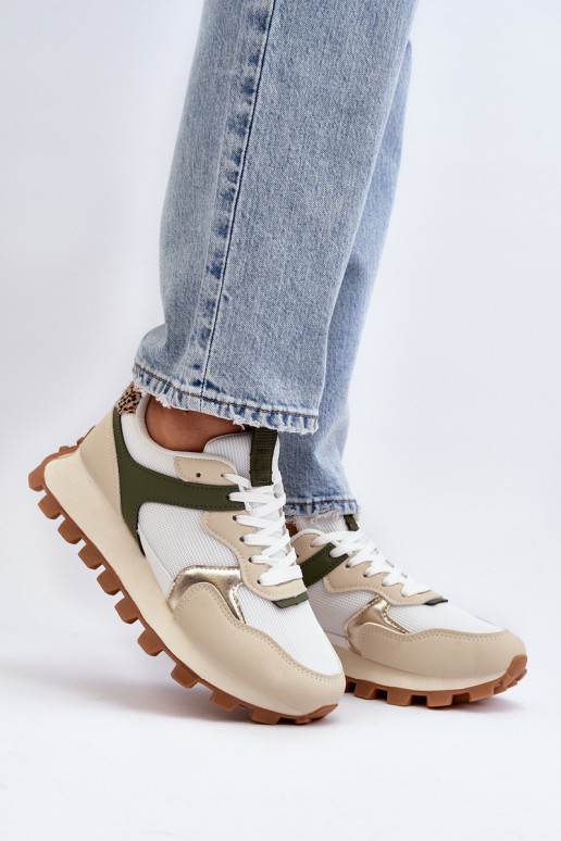 Sneakers modeļa apavi sporta apavi smilšu krāsas-Zaļas krāsas Ralita Sneakers modeļa apavi sporta apavi smilšu krāsas-Zaļas krāsas Ralita
