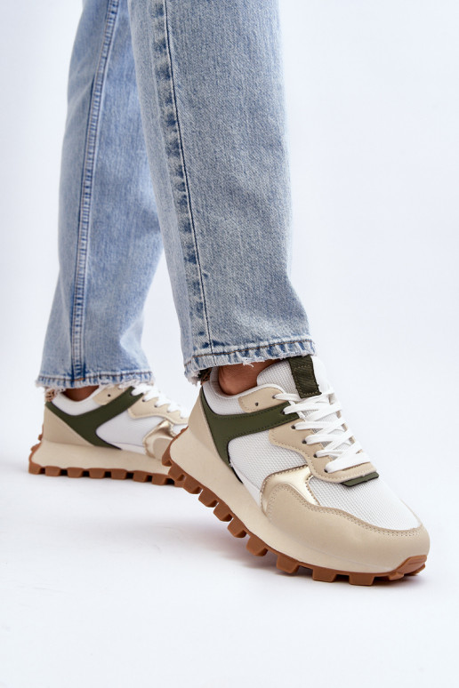 Sneakers modeļa apavi sporta apavi smilšu krāsas-Zaļas krāsas Ralita Sneakers modeļa apavi sporta apavi smilšu krāsas-Zaļas krāsas Ralita