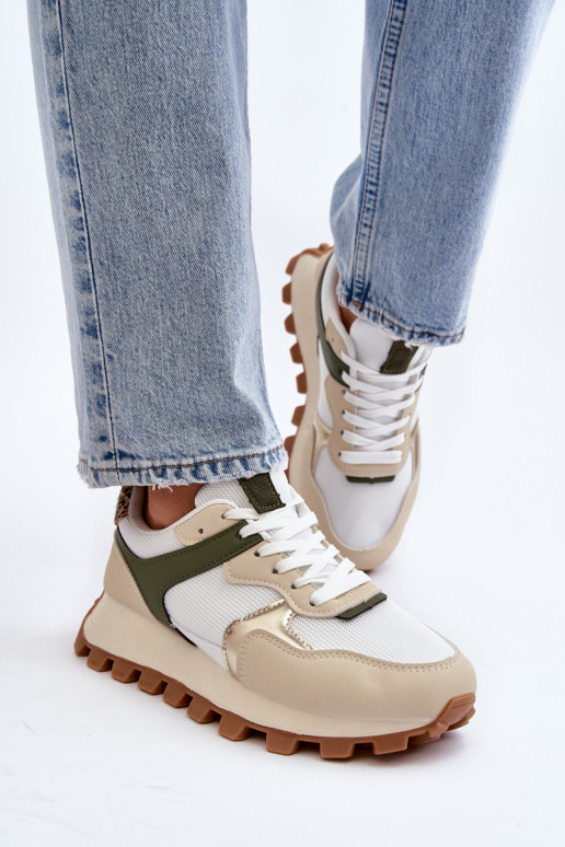 Sneakers modeļa apavi sporta apavi smilšu krāsas-Zaļas krāsas Ralita Sneakers modeļa apavi sporta apavi smilšu krāsas-Zaļas krāsas Ralita