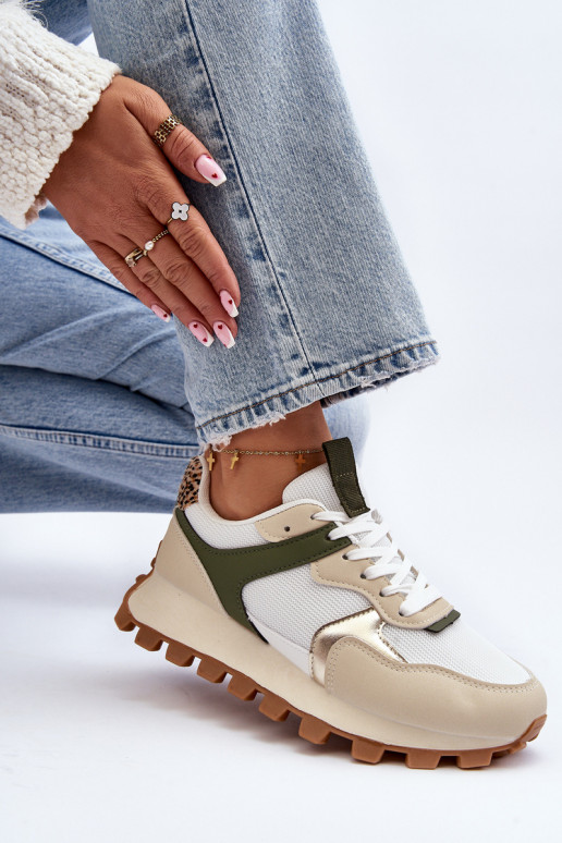 Sneakers modeļa apavi sporta apavi smilšu krāsas-Zaļas krāsas Ralita Sneakers modeļa apavi sporta apavi smilšu krāsas-Zaļas krāsas Ralita