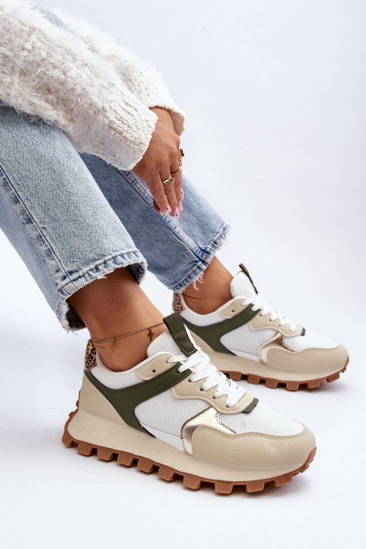 Sneakers modeļa apavi sporta apavi smilšu krāsas-Zaļas krāsas Ralita Sneakers modeļa apavi sporta apavi smilšu krāsas-Zaļas krāsas Ralita