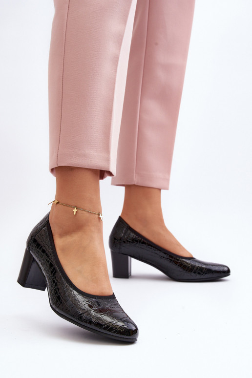 Laque Kurpes Ar reljefu melnas krāsas Cynania Laque Kurpes Ar reljefu melnas krāsas Cynania