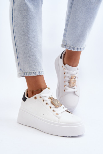 Sneakers modeļa apavi ar ornamentiem baltas krāsas Celedria