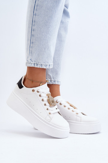 Sneakers modeļa apavi ar ornamentiem baltas krāsas Celedria 2
