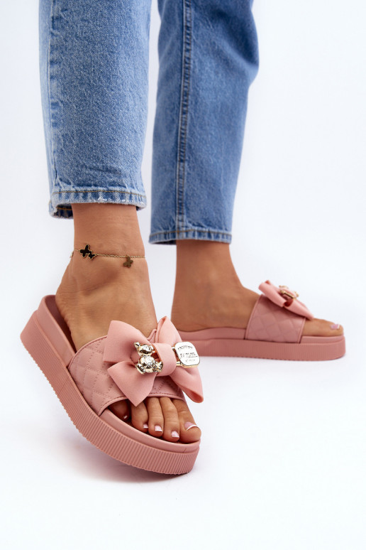 Sieviešu flip-Flops ar banti un rotaļu lācīti, rozā Katterina Sieviešu flip-Flops ar banti un rotaļu lācīti, rozā Katterina