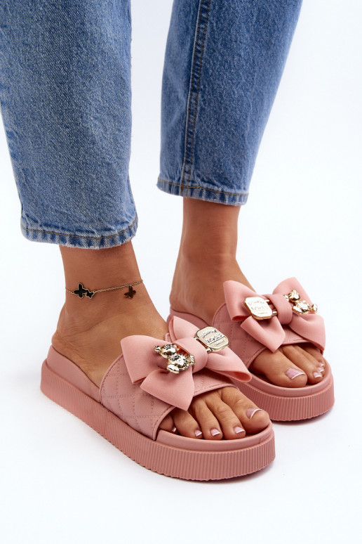 Sieviešu flip-Flops ar banti un rotaļu lācīti, rozā Katterina Sieviešu flip-Flops ar banti un rotaļu lācīti, rozā Katterina