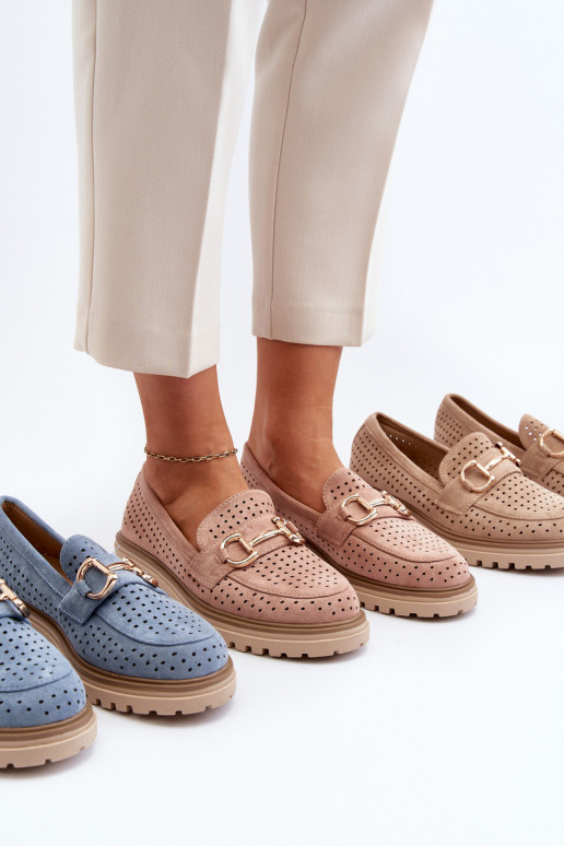 sieviešu mokasīni ar ornamentiem brūnas krāsas Talesse