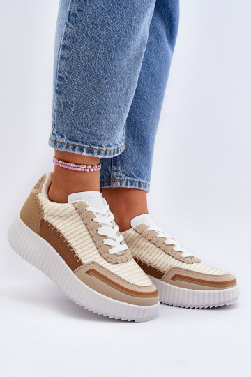 Sneakers modeļa apavi ar platformu smilšu krāsas Redala 2