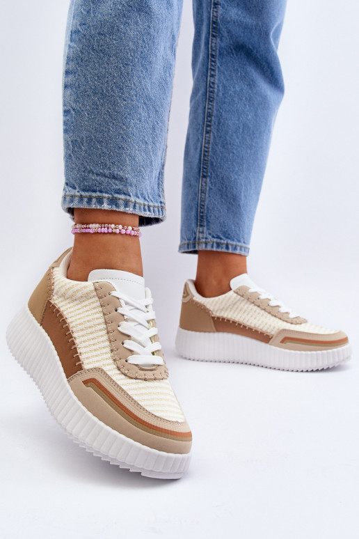 Sneakers modeļa apavi ar platformu smilšu krāsas Redala Sneakers modeļa apavi ar platformu smilšu krāsas Redala