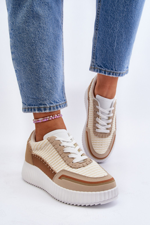 Sneakers modeļa apavi ar platformu smilšu krāsas Redala Sneakers modeļa apavi ar platformu smilšu krāsas Redala