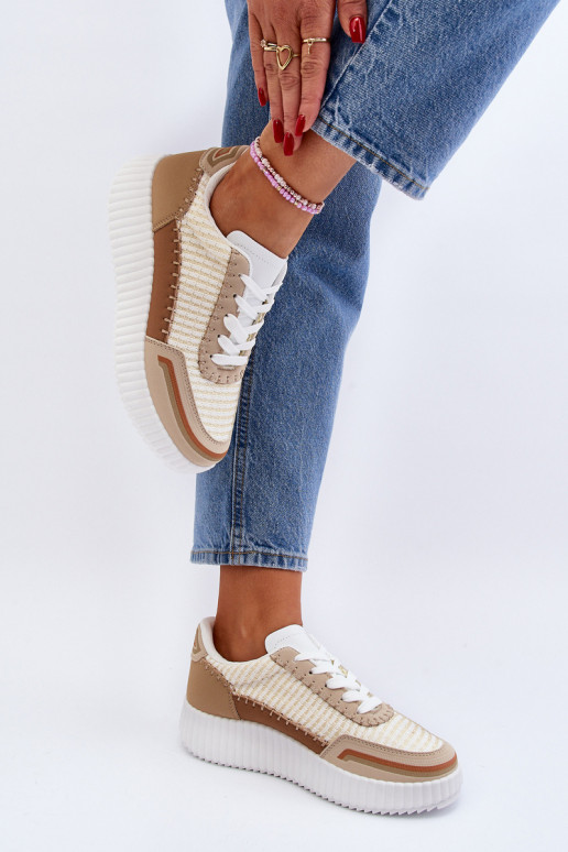 Sneakers modeļa apavi ar platformu smilšu krāsas Redala Sneakers modeļa apavi ar platformu smilšu krāsas Redala
