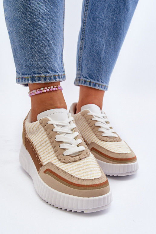 Sneakers modeļa apavi ar platformu smilšu krāsas Redala Sneakers modeļa apavi ar platformu smilšu krāsas Redala