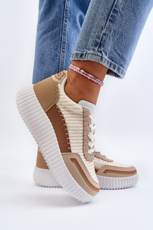 Sneakers modeļa apavi ar platformu smilšu krāsas Redala Sneakers modeļa apavi ar platformu smilšu krāsas Redala