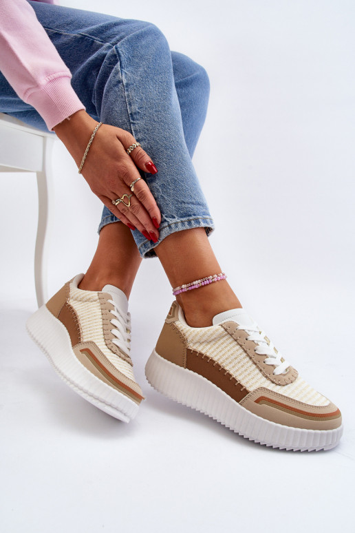 Sneakers modeļa apavi ar platformu smilšu krāsas Redala Sneakers modeļa apavi ar platformu smilšu krāsas Redala