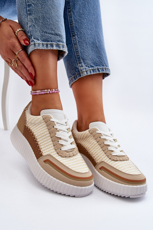 Sneakers modeļa apavi ar platformu smilšu krāsas Redala Sneakers modeļa apavi ar platformu smilšu krāsas Redala