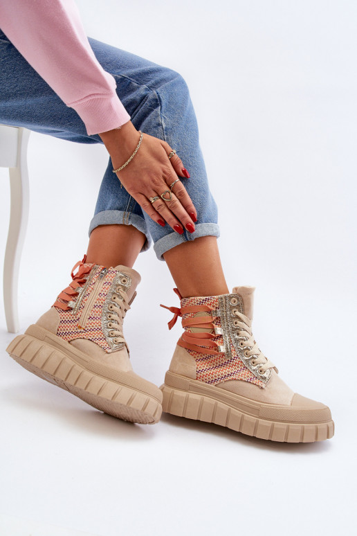 sieviešu puszābaki ar platformu smilšu krāsas Kernia