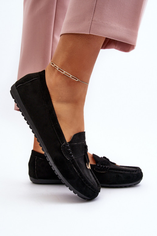 zamšādas Klasiska modeļa Mokasīni melnas krāsas Ontala